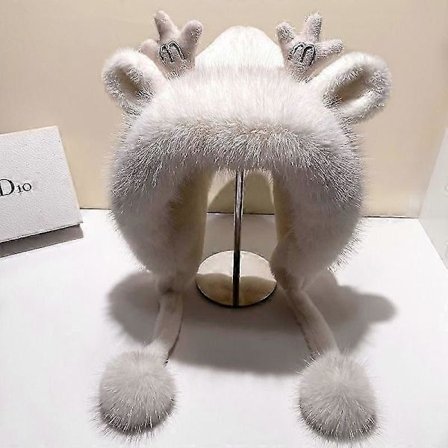 2025 Longhorn Øre Plysj Strikket Lei Feng Lue for Kvinner Vinter Varm Lue