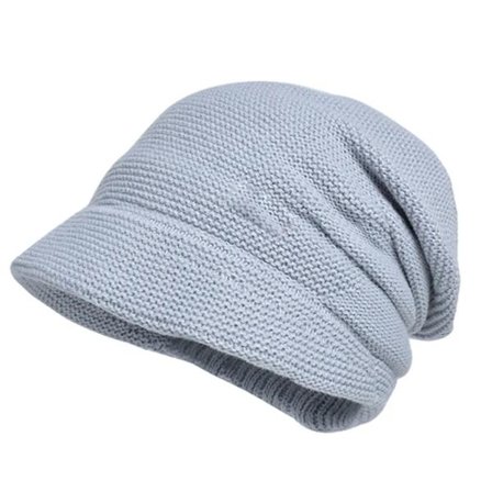 Kvinnors Slouch Beanie Stickade Mössor Beret Skullcap Lång Baggy, (Ljusgrå)