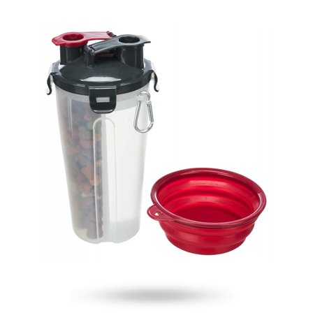 Trixie - TRIXIE FLASKA MED FODER- OCH VATTENBEHÅLLARE + RESESKÅL - Resa med djur