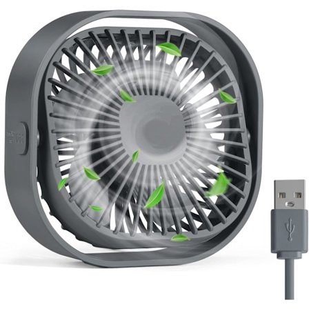 Lille USB Bordventilator, 3 Hastigheder Bærbar Bordventilator, 4 tommer Personlig Miniventilator, Lille Køleventilator med USB-stik, 360° Roterbar 
