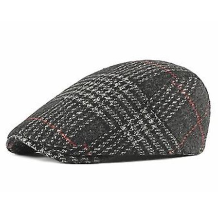 Herre Basker Hatt Varm Høst Vinter Newsboy Flat Cap Golfhatter Justerbar (Svart)