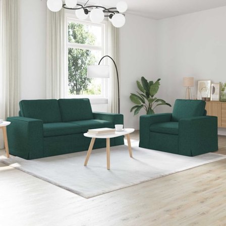 Soffa 140cm 2 pcs Mörkgrön Metall
