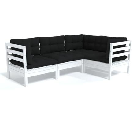 Vidaxl Loungegrupp Med Dynor 4 Delar Vit Massiv Furu Vit