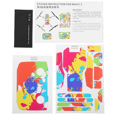 Drönare mönster dekal vattentät PVC hud dekorativa klistermärken återanvändbara för DJI Mavic 3 DroneColorful