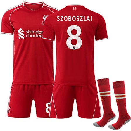 KZQ-2025-2026 Liverpool Hemmatröja Barn Fotbollskit No.8 Szoboszlai No.8 Szoboszlai