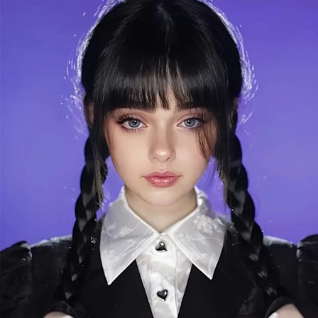 Halloween Addams Family Wednesday cos peruukki korkean lämpötilan lanka koko pään peitto musta kaksoisletti