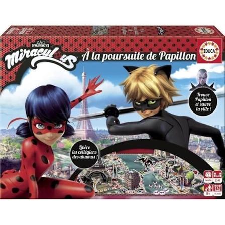 Brætspil - EDUCA - Miraculous Ladybug: In Pursuit of Butterfly - Terningkamp for at redde Paris Flerfärgad