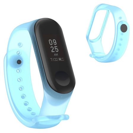 Xiaomi Mi Smart Band 4 / Band 3 genomskinligt klockarmband i silikon - Transparent Blå