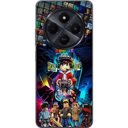 Kompatibel Mobilcover til Xiaomi Xiaomi Redmi A4 Farverig Roblox-kollage med spilkarakterer, kontroller og neonlys - energifyldt spildesign