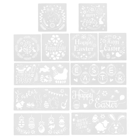 12 stk. Påsketema stencils Håndtegning stencils DIY maling stencils (13X13 cm, som vist på billedet)