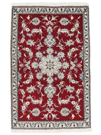 Orientalischer Nain Teppich 88X136 Dunkelrot/Dunkelgrau Wolle, Persien/Iran