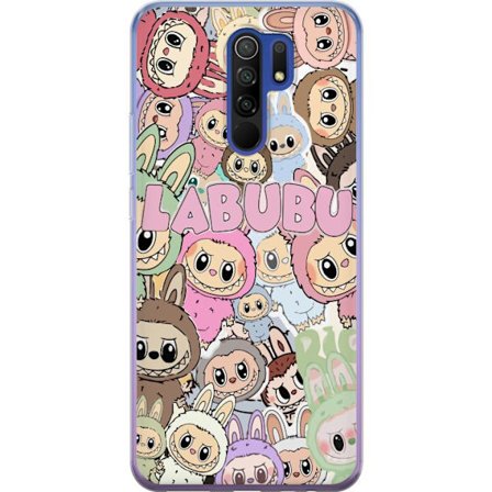Yhteensopiva Puhelinkuori Xiaomi Redmi 9 Ruusunpunainen kawaii-kompositio, jossa on söpöjä piirrettyjä hahmoja ja pehmeitä muotoja