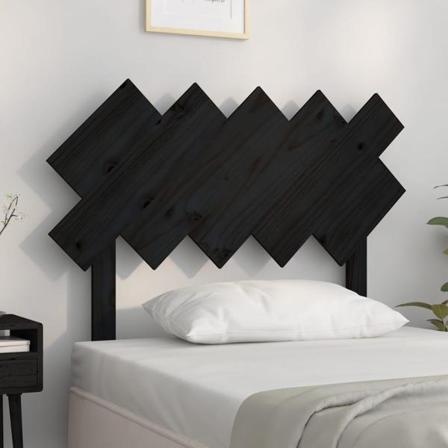 Vidaxl Sänggavel Svart 104x3x80,5 Cm Massiv Furu Svart