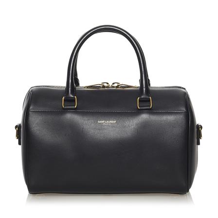 Saint Laurent Vintage Pre -owned Classic Baby Duffle Leather Satchel Sort, Dame Vintage Tasker, Størrelse: ONE Size