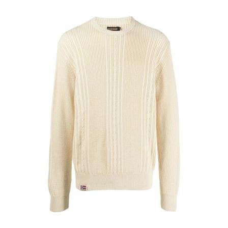 Napapijri, Round-neck Knitwear Beige, Heren, Maat:M