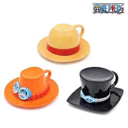 Ny Anime One Piece Cosplay Krus Vandkop Kreativ Tre Brødre Hat Formet Kaffekop Luffy Ace Sabo Keramisk Kop Til Fester 1-470ML 1-470ML