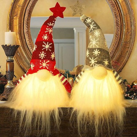 2-pack 28 cm Ljus Upp Jul Tomte Batteridriven Ljus Upp Tomte Leksak Vinter Bordsdekoration 38 cm