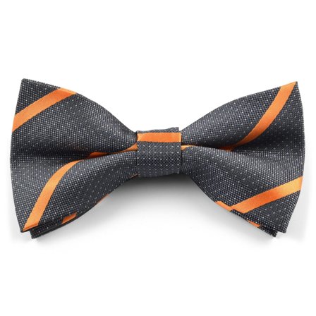 Striped Grey Orange Pre-Tied Bow Tie for Men - Pre-tied bow ties