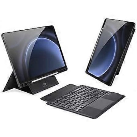DUX DUCIS DK-serie Kompatibel med Samsung Galaxy Tab S9 FE Tysk Tastatur Bakgrunnsbelysning med Lærfutural
