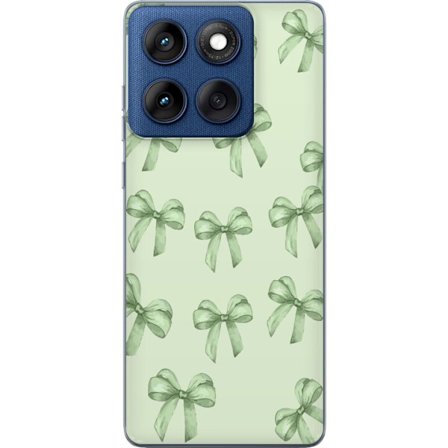 Kompatibel Mobilcover til Motorola Edge 60 Grønt båndmønster sød pastel bue design æstetisk sød gave sømløs tapet blød minimal baggrund feminin