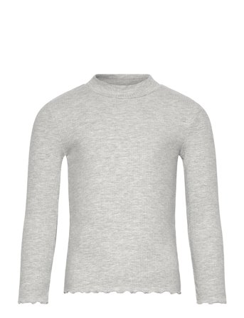 Mango Ribbed High Neck T-Shirt - Grey - 2-3