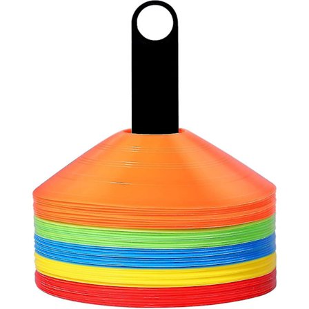 Sæt med 50 sportsmarkering kegler, sikkerhedskegler / plots til fodbold, basketball, ben, børnetræning-2023