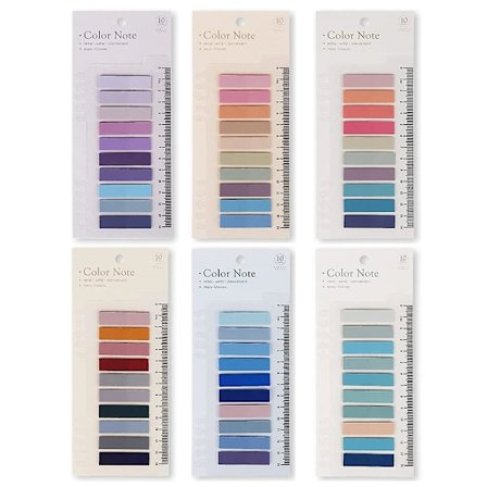 1200 stk. Klæbende Faneblade til Bøger, 60 Farver Morandi Klæbende Faneblade, Farve Side Markør