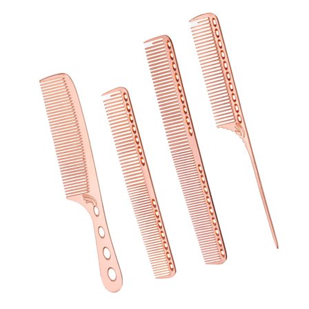 4 typer hårstyling kamsett i aluminium, klippekam, halekam, flokekam