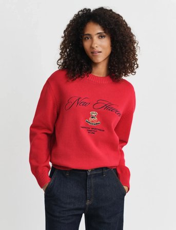 GANT Graphic Cotton C-Neck - Red - S