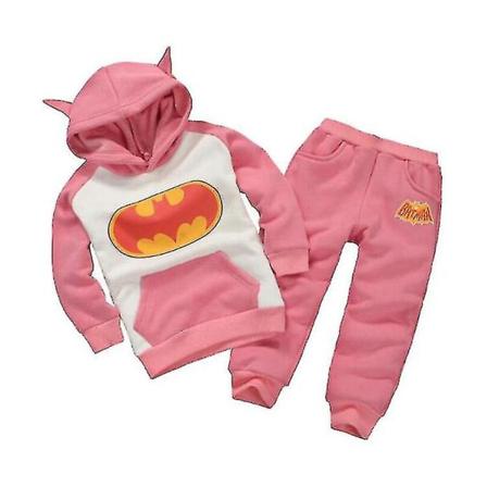 Børn Batman Træningsdragt Sæt Sports Raglan Langærmet Hættetrøje Bukser Outfit-r Pink 3-4 Years