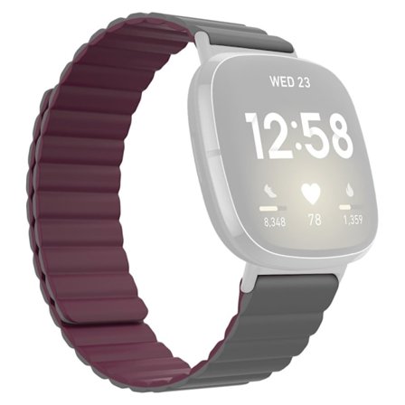Fitbit Sense / Versa 3 klockarmband i silikon - Grå / Vinröd