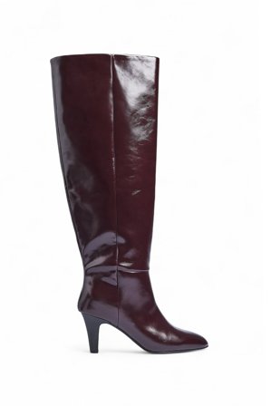 NA-KD Round Toe Knee High Boots - Støvler - Burgundy - EU 40