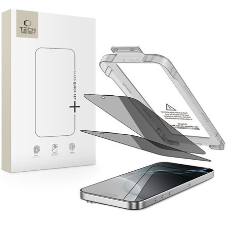 Tech-Protect Quick Set Spy+ Privacy Glass 2-pak til iPhone 16 Pro