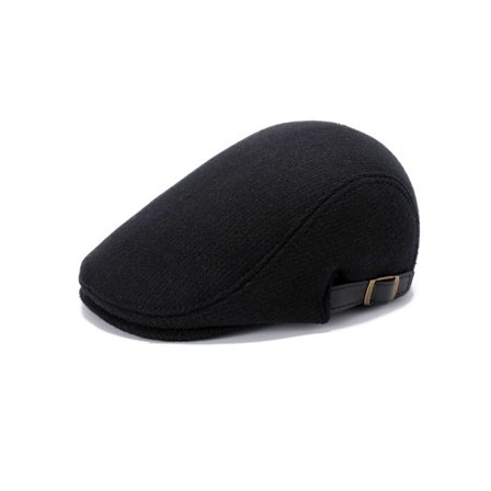 Vintage Lvy Hatt Justerbar Flat Herr Beret, Svart