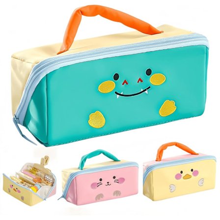 Søtt Kawaii Tegneserie Dyre Penal - Stor Kapasitet Håndtak Penn Organizer for Kontor Reise Pult