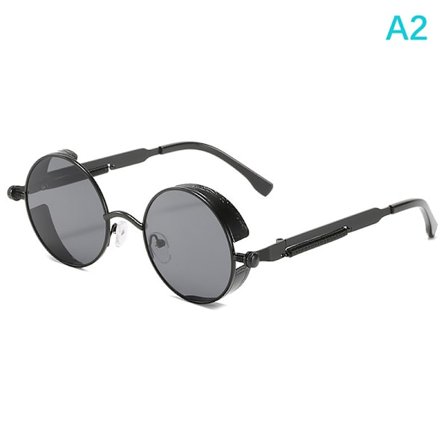 Klassiska gotiska Steampunk Solglasögon Mode Runda Glasögon A2