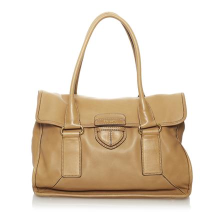 Prada Vintage Pre-owned Pattina Leather Shopping Tote Brun, Dame Vintage Tasker, Størrelse: ONE Size