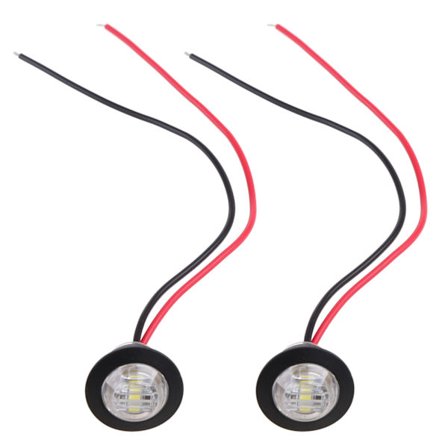 2X Mini Vit 3/4" Round Side 3 LED Markör Trailer Bil Kulljus Vattentät