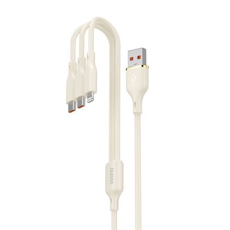 Dudao L7SE 3in1 USB-A - 2x USB-C / Lightning 66W kaapeli 1,2m - beige