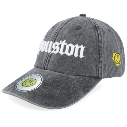 Lucid Smile - Noir unconstructed Casquette - Houston 3d Script Washed Black Dad Cap @ Hatstore