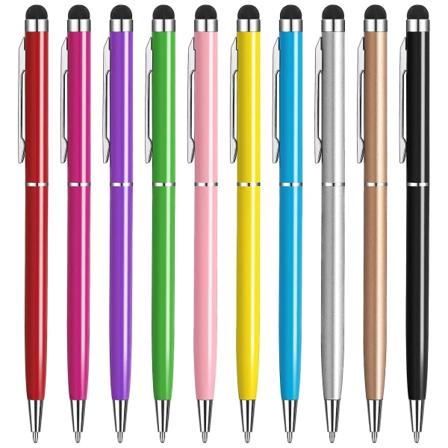 Stylus-pennor för pekskärmar, surfplatta med svart bläck Kulspetspenna 2 i 1, kompatibel med Ipad Pro Air Mini Iphone