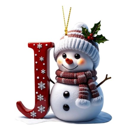 Snemand Juledekoration 26 Bogstaver A til Z Julepynt 2D Flad Festlig Snemandsvedhæng til Juletræ Bil Haveindretning