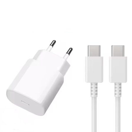 Laturi Samsung 25W Adapteri + 1M USB-C - USB-C Kaapeli - Valkoinen