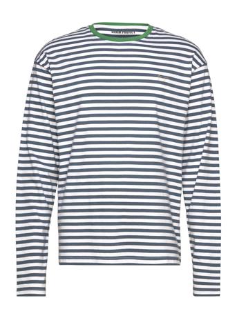 Dpcontrast Detail Striped Ls Shirt T-shirts Long-sleeved Marineblå Denim Project*Betinget Tilbud