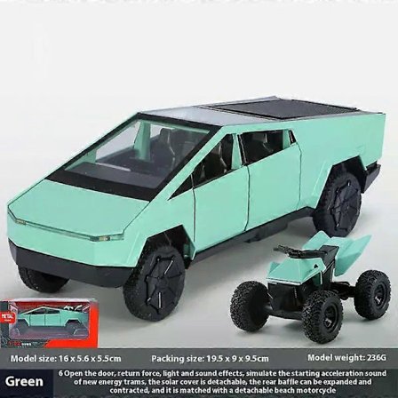 1:32 Tesla Cybertruck Off Road Kjøretøy Støpt Modellbil Lyd & Lys Strand Motorsykkel Hobby Samleobjekt Bursdagsgave Til Gutt