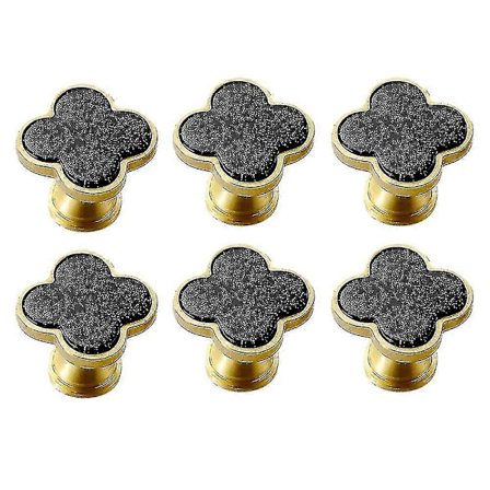 6 stk. Kløverknott Kreativ Skap Skuff Knott For Kommode (svart)