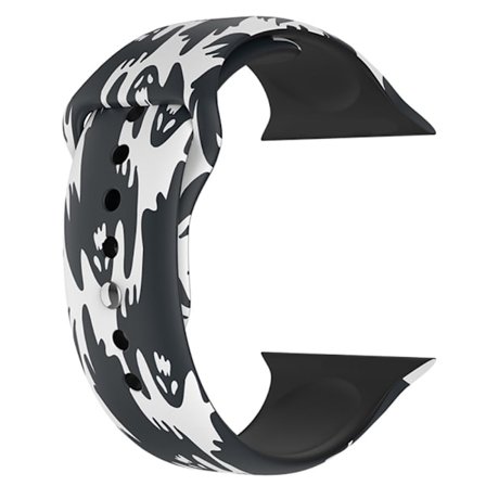 Apple Watch Series 8 (45mm) / Watch Ultra klockarmband i silikon med halloweenmönster - Svarta Spöken Storlek: S / M