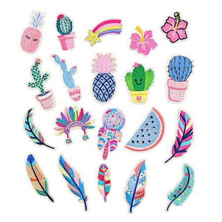 20 stk. søde broderi stryge-på patch, broderi klistermærke stryge-på patches sy-på badge klistermærker til tøj, rygsække, jeans, hatte, reparation og 