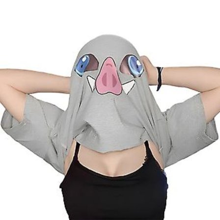 Flip Mask Fun Lyhyt Hihainen Hengittävä Pyöreäkaulainen Kesäpaita Naisille Miehille (XS Rushing Gray)