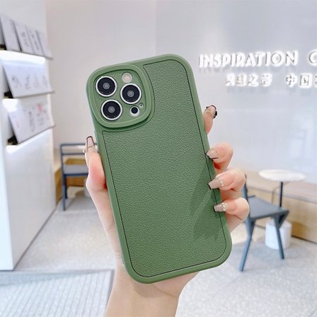 Etui til iPhone 13 grøn skal læder efterår og vinter fuld dækning lammeskind